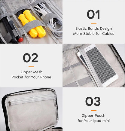 Leather Cable Storage Bag Waterproof Organizer