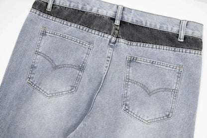 Washed Denim Trousers for Men with Micro-Flared Style