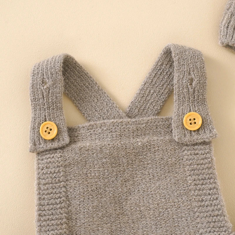 Sleeveless Knitted Baby Romper Set for Newborns