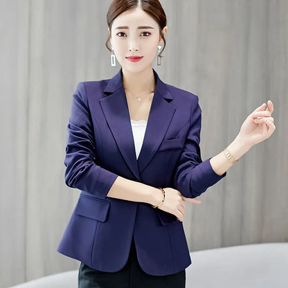 Black Women Slim Blazer Office Work Jacket
