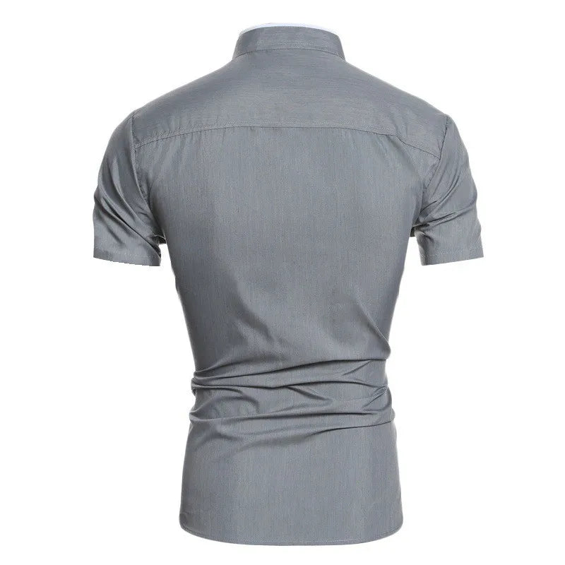Men's Casual Short Sleeved Shirt in Solid Color