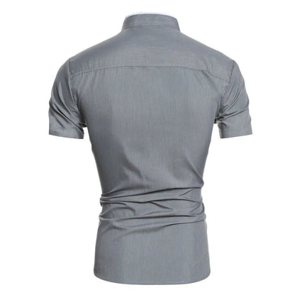Men's Casual Short Sleeved Shirt in Solid Color