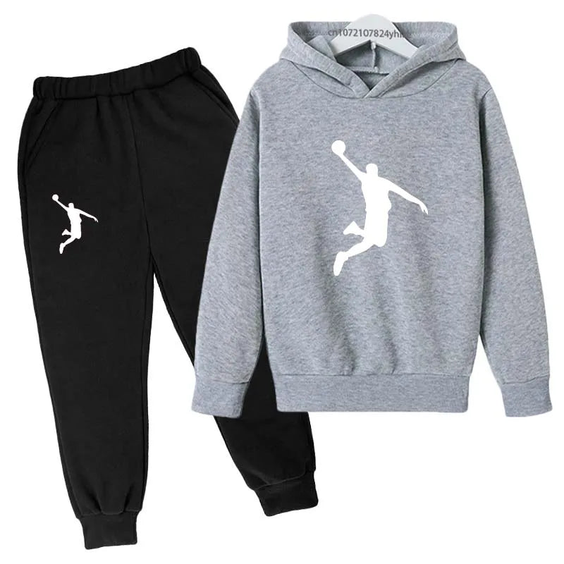 Kids Casual Hoodie and Pants Tracksuit Set