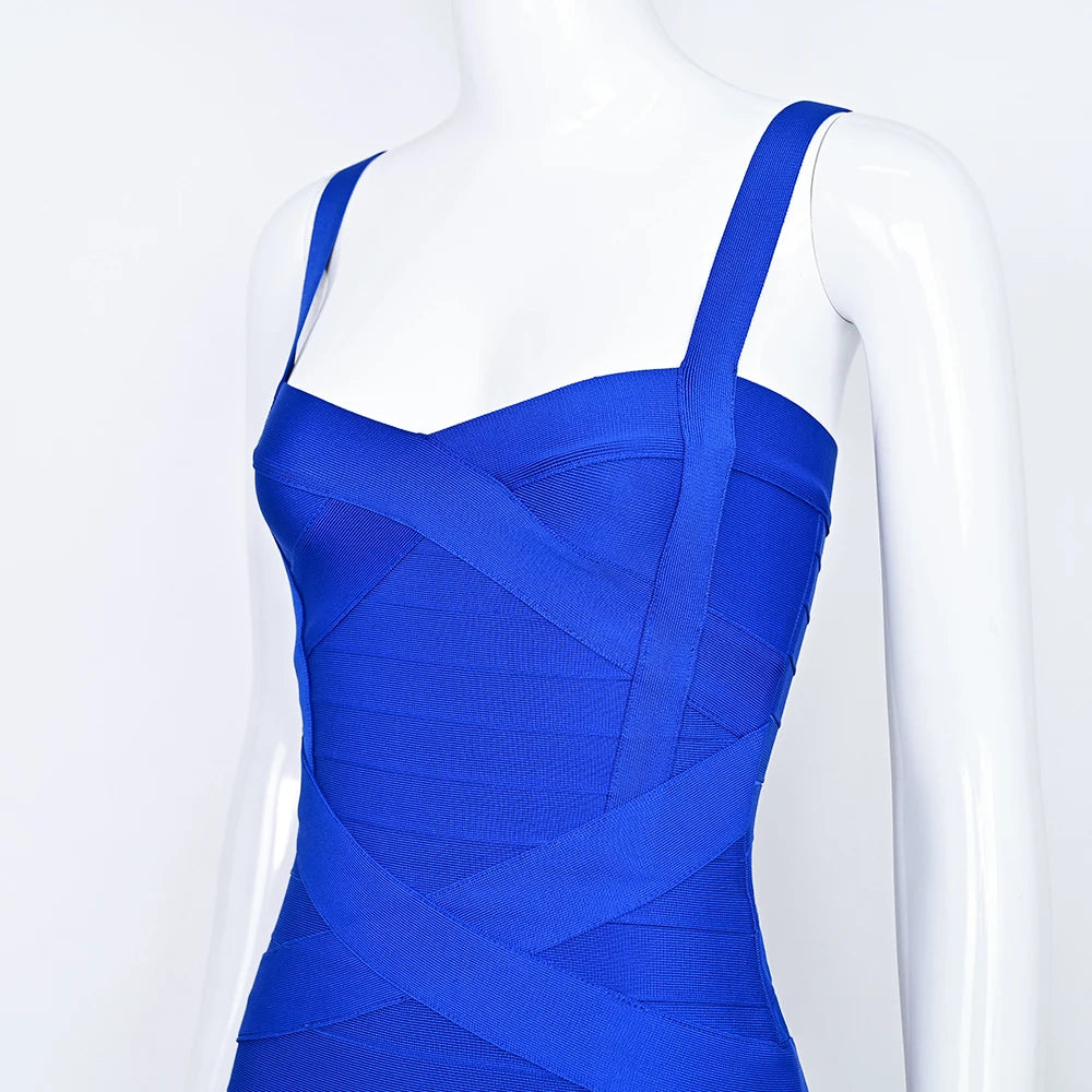 BEAUKEY Blue Mini Bandage Dress for Women XL