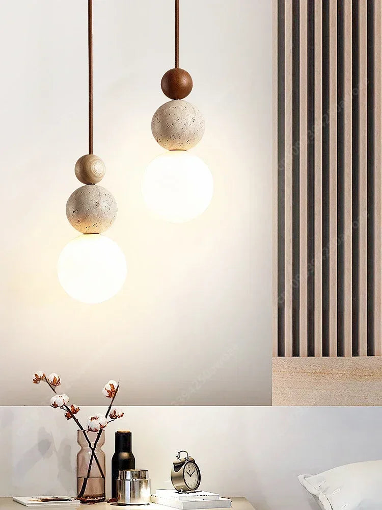 Yellow Travertine Pendant Light for Bedroom Kitchen
