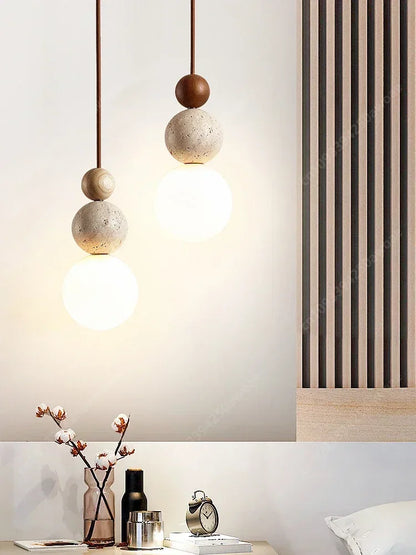 Yellow Travertine Pendant Light for Bedroom Kitchen