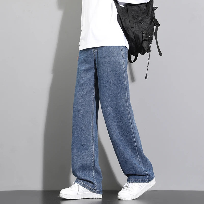 Men's Casual Straight Denim Jeans in Light Blue