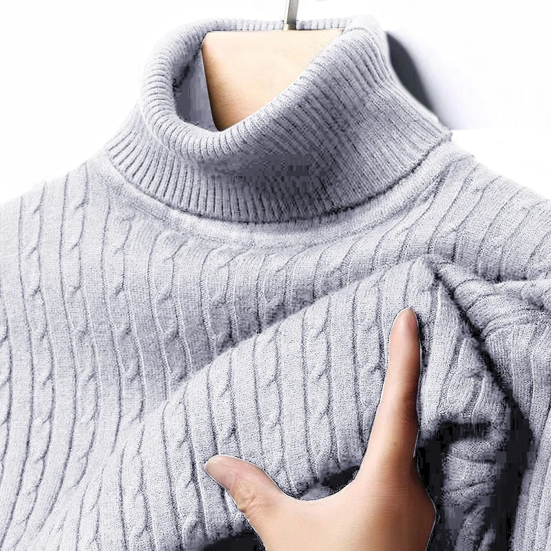 Men's Ribbed Turtleneck Sweater Casual Long Sleeve
