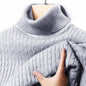 Men's Ribbed Turtleneck Sweater Casual Long Sleeve