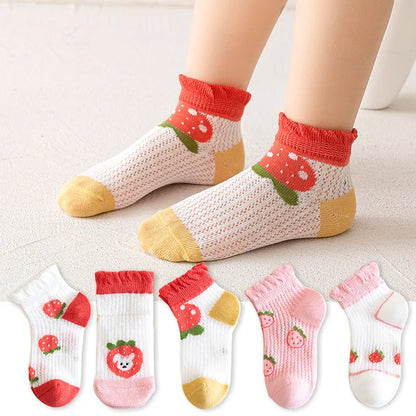 Children's Summer Fishnet Cotton Socks Set
