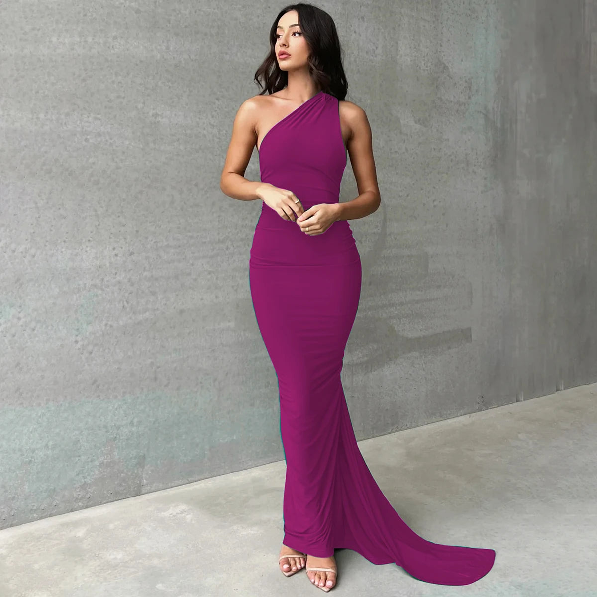 Hugcitar One Shoulder Backless Maxi Dress Women