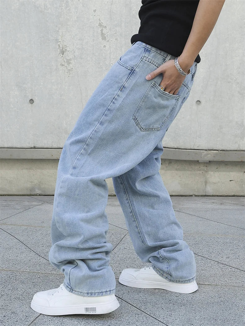 Men's Baggy Denim Jeans Casual Loose Straight Pants