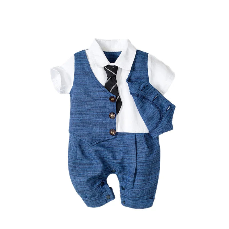 Newborn Striped Romper Overalls for Baby Boys