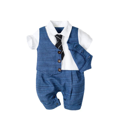 Newborn Striped Romper Overalls for Baby Boys