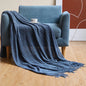 Khaki Knitted Acrylic Blanket with Tassels