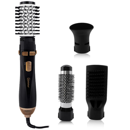 Hatteker 4-Head Hot Air Brush Hair Dryer and Straightener