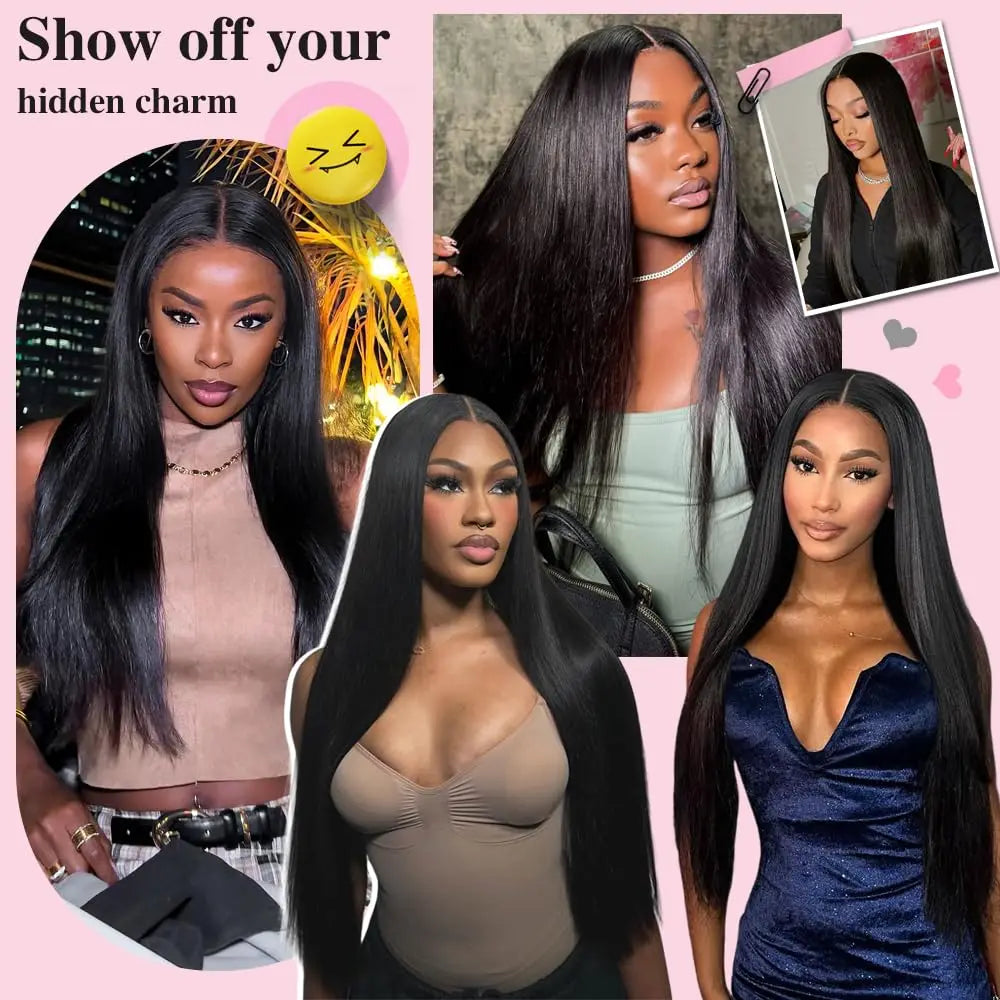 Transparent Bone Straight Lace Front Wig 250% Brazilian Hair