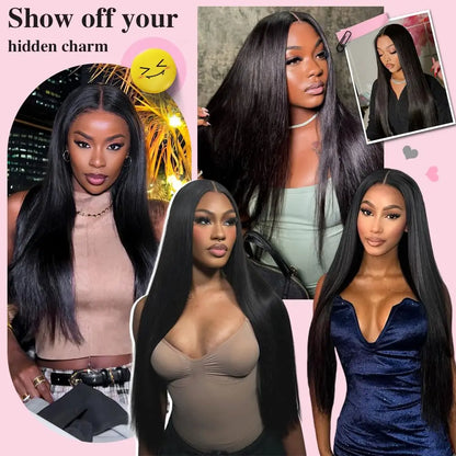 Transparent Bone Straight Lace Front Wig 250% Brazilian Hair