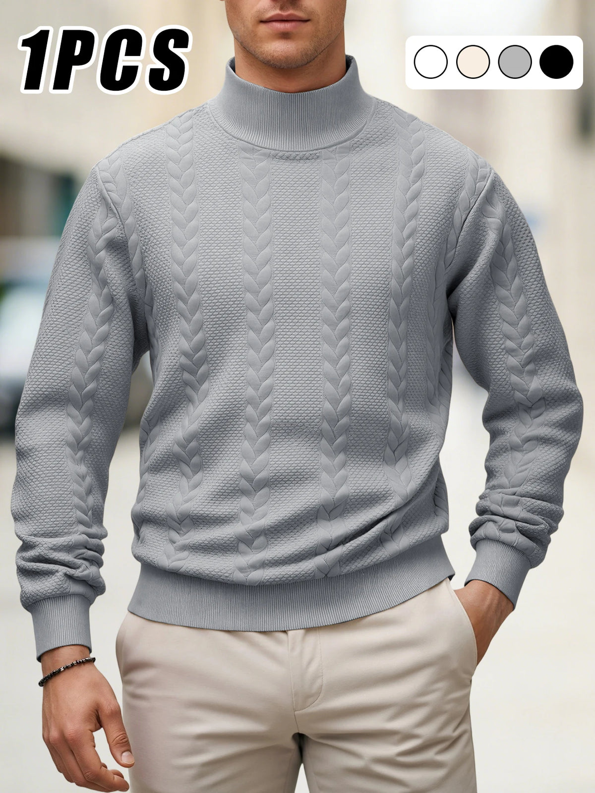 Thick Knitted Turtleneck Sweater for Men