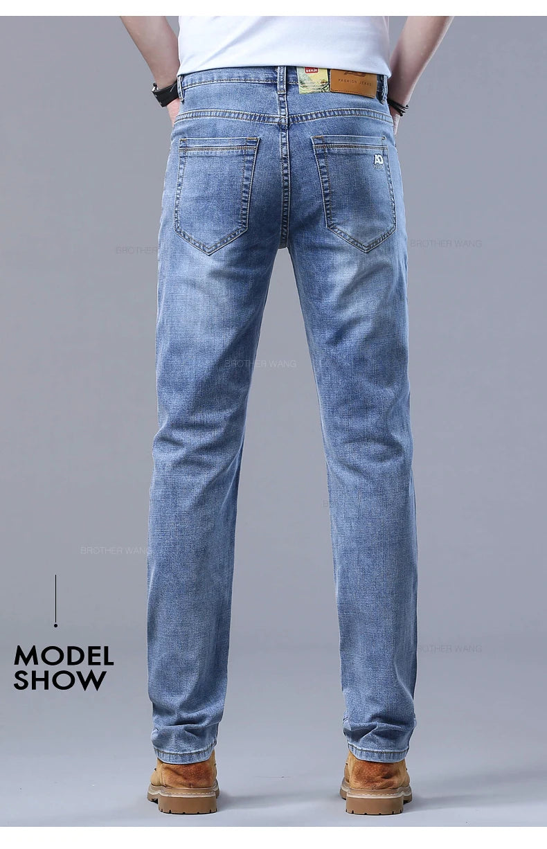 Light Blue Slim Jeans for Men in Stretch Denim