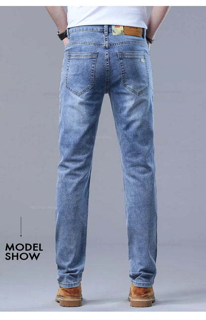 Light Blue Slim Jeans for Men in Stretch Denim