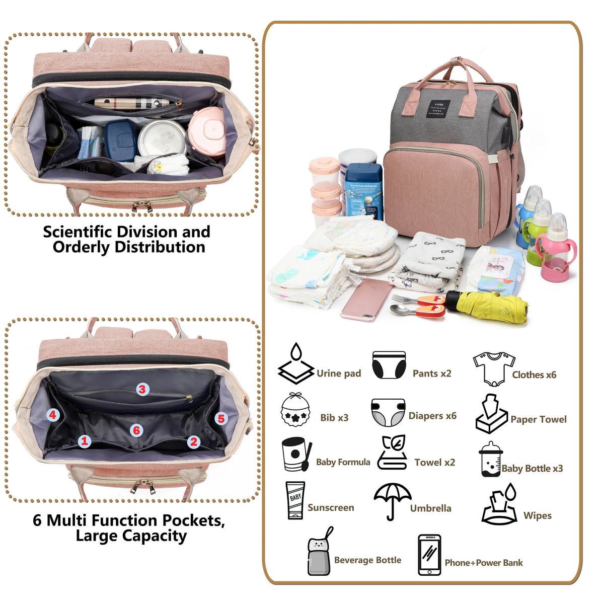 Mommy Bag Portable Folding Crib Backpack Large Capacity