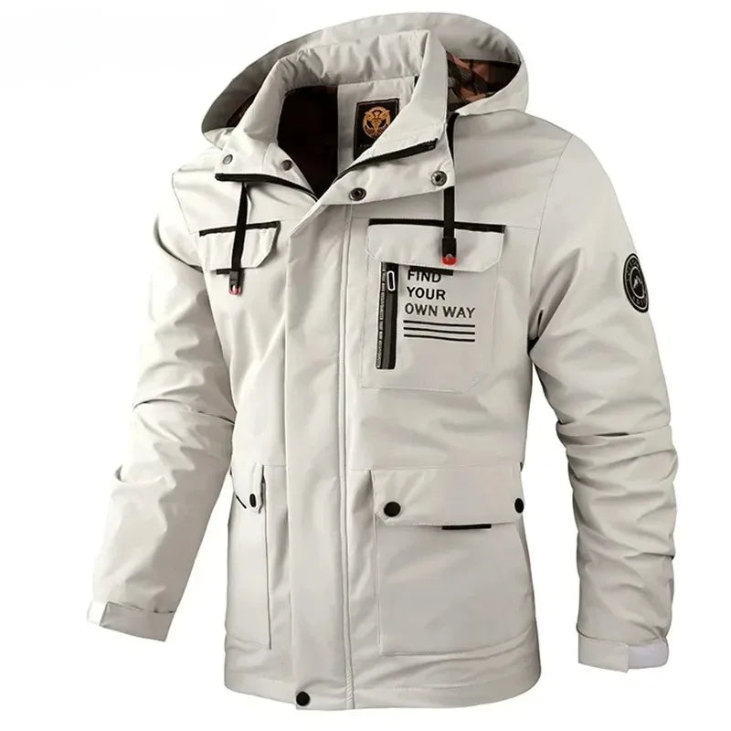 Men's Windbreaker Jacket Waterproof Hooded Soft Shell