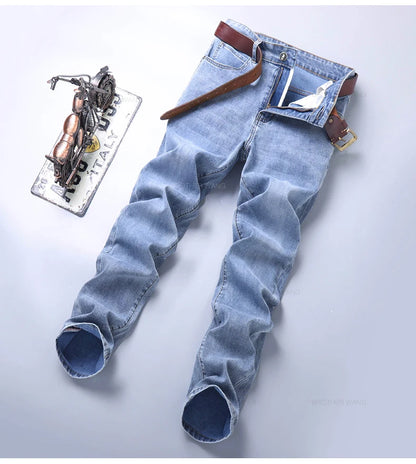 Light Blue Slim Jeans for Men in Stretch Denim