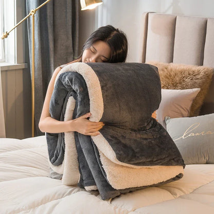 Wool Throw Blanket Double Sided Queen Size Winter Use