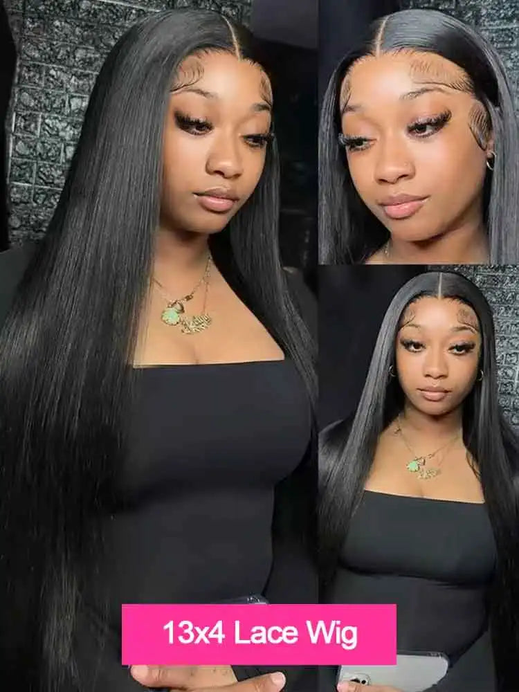40 Inch Straight Human Hair Wig with Transparent Lace