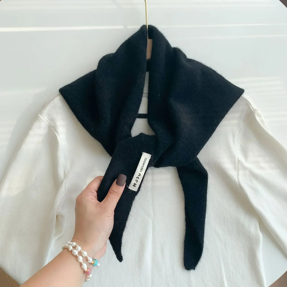 Wool Triangle Scarf for Women - Multi-functional Knitted Scarf