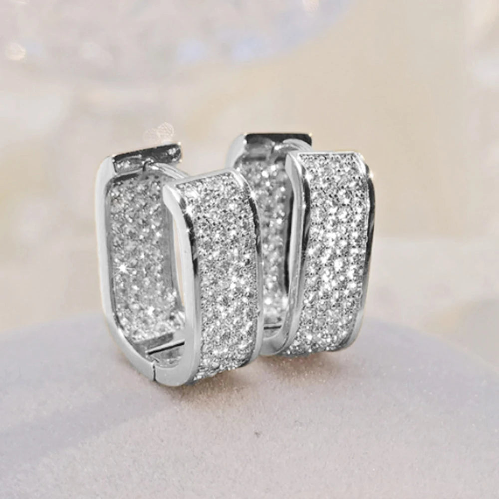 Huitan CZ Hoop Earrings for Women in Silver and Gold