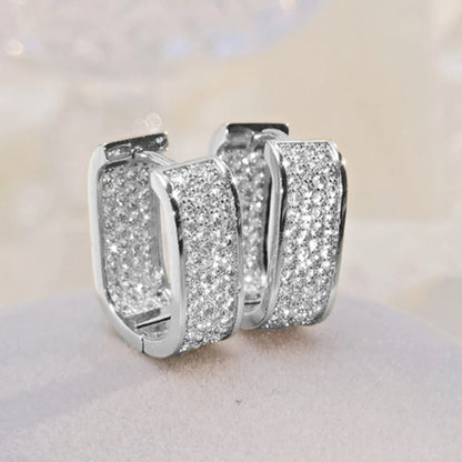 Huitan CZ Hoop Earrings for Women in Silver and Gold