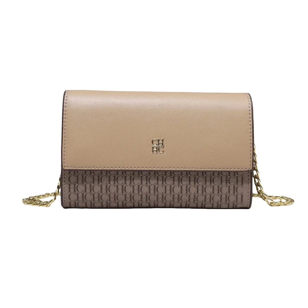 CH Women PU Leather Crossbody Bag with Metal Chain