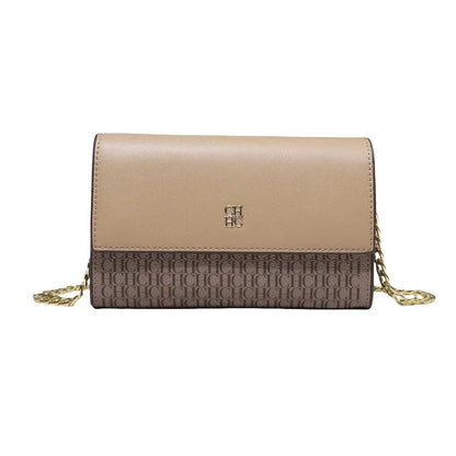 CH Women PU Leather Crossbody Bag with Metal Chain