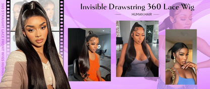 30 Inch Natural Black 360 Lace Front Human Hair Wig