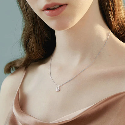 Smyoue Pear Cut Moissanite Necklace 925 Sterling Silver