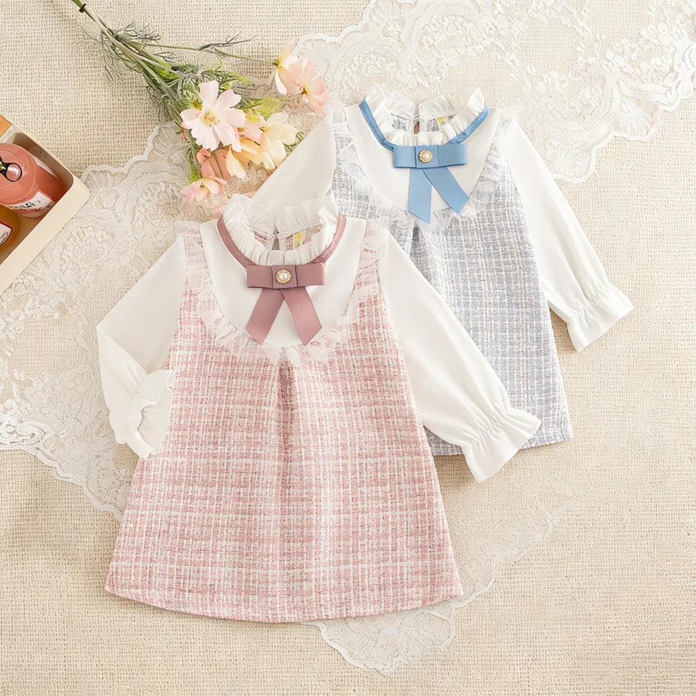 Plaid Cotton Long-Sleeve Baby Girl Dress