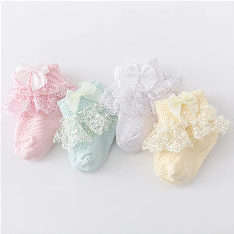 Cotton Lace Baby Socks for Girls 0-24 Months