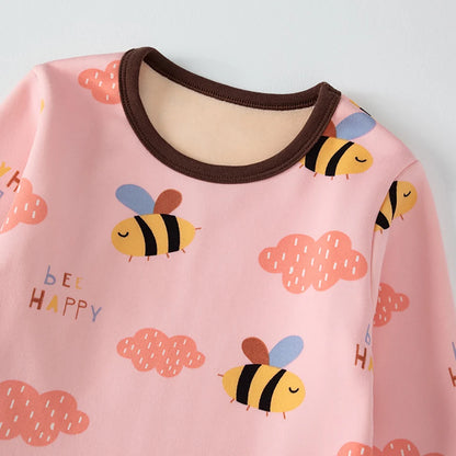Children's Cartoon Printed Thick Warm Underwear Set