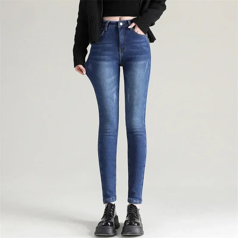 Women's Winter Plush Stretch Skinny Jeans