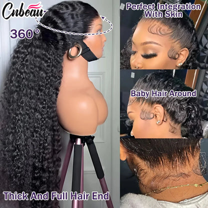 360 Full Lace Wig Water Deep Curly Human Hair 18-36 Inch