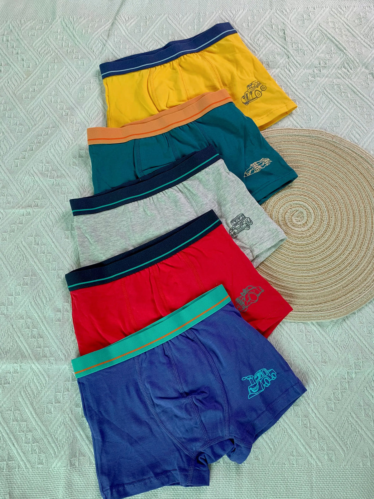 Boys Cotton Boxer Shorts 5-Pack for Ages 7-13