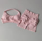 Peach High Waist Seamless Sports Bra and Shorts Set