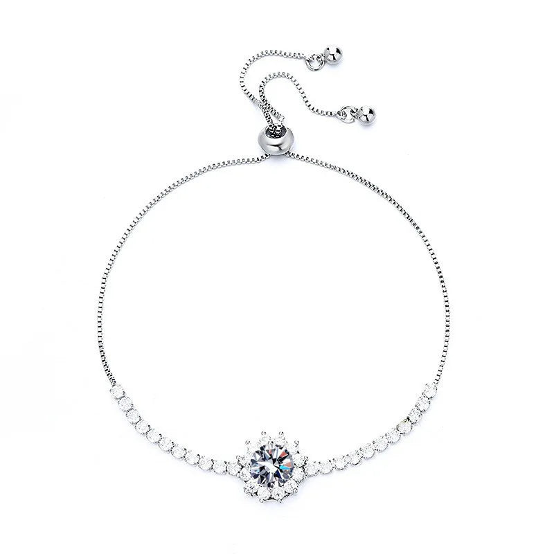 Moissanite Sunflower Bracelet in 925 Sterling Silver