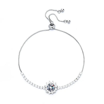 Moissanite Sunflower Bracelet in 925 Sterling Silver