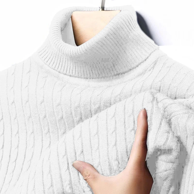 Men's Ribbed Turtleneck Sweater Casual Long Sleeve