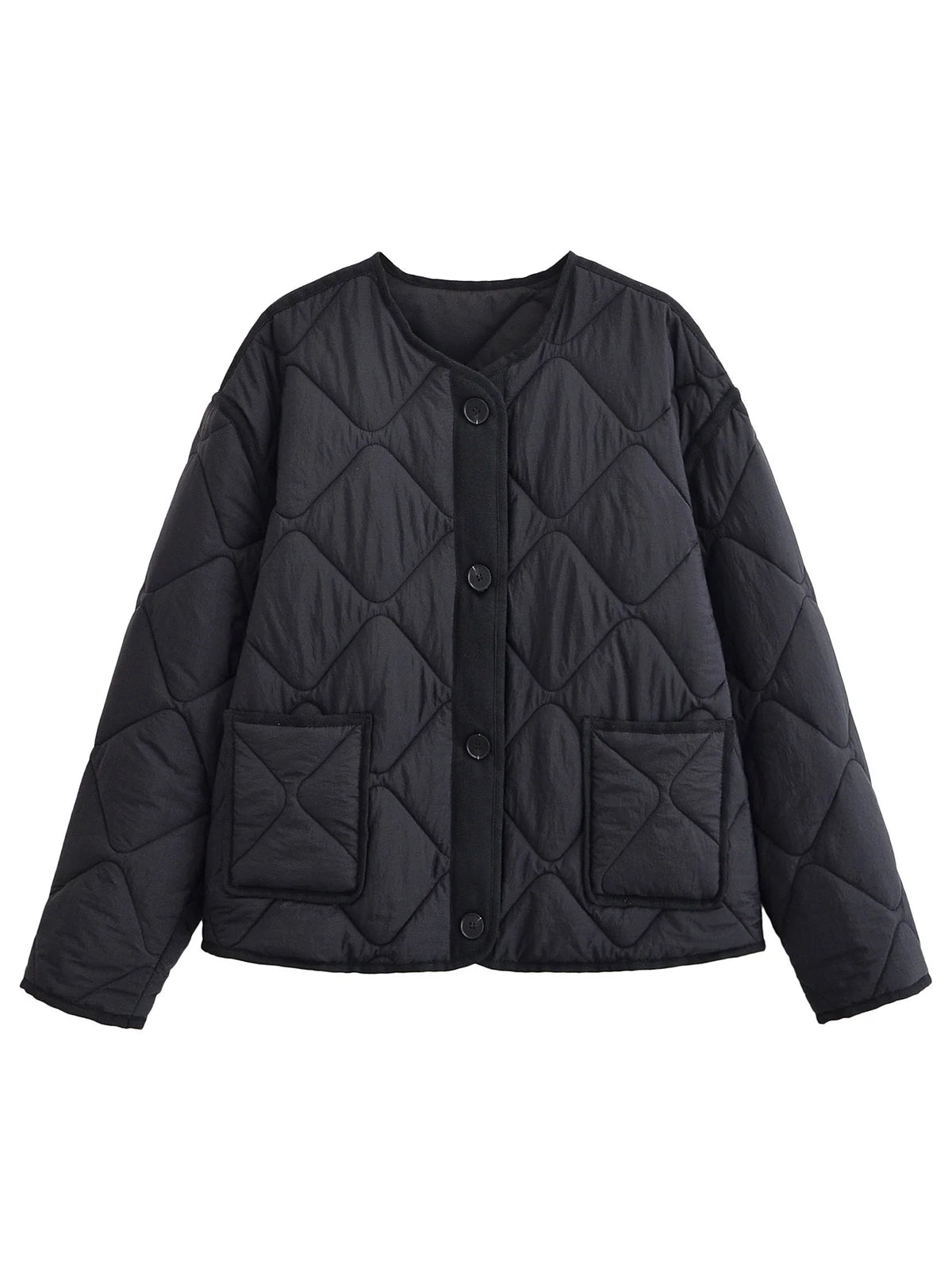 Solid Single-Breasted O-Neck Jacket for Women