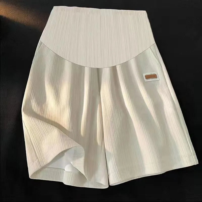 Knee-length Plus Size Maternity Ice Silk Shorts