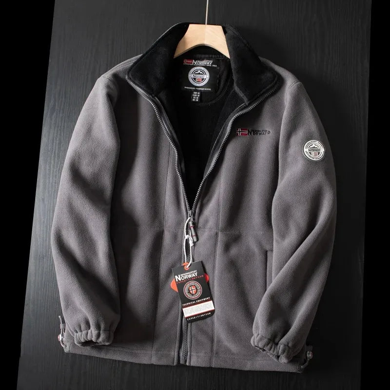 Windproof Fleece Padded Jacket for Men, Large Size